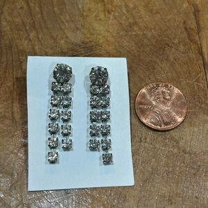 Vintage Sparkly Round and Square Dangly Costume Jewelry Earrings